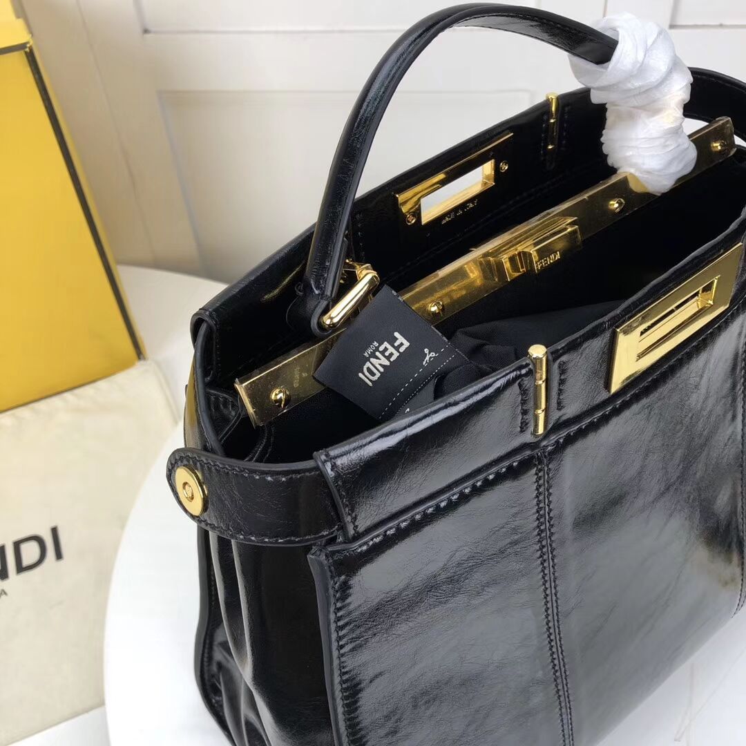 FENDI PEEKABOO ICONIC Black leather bag F0837