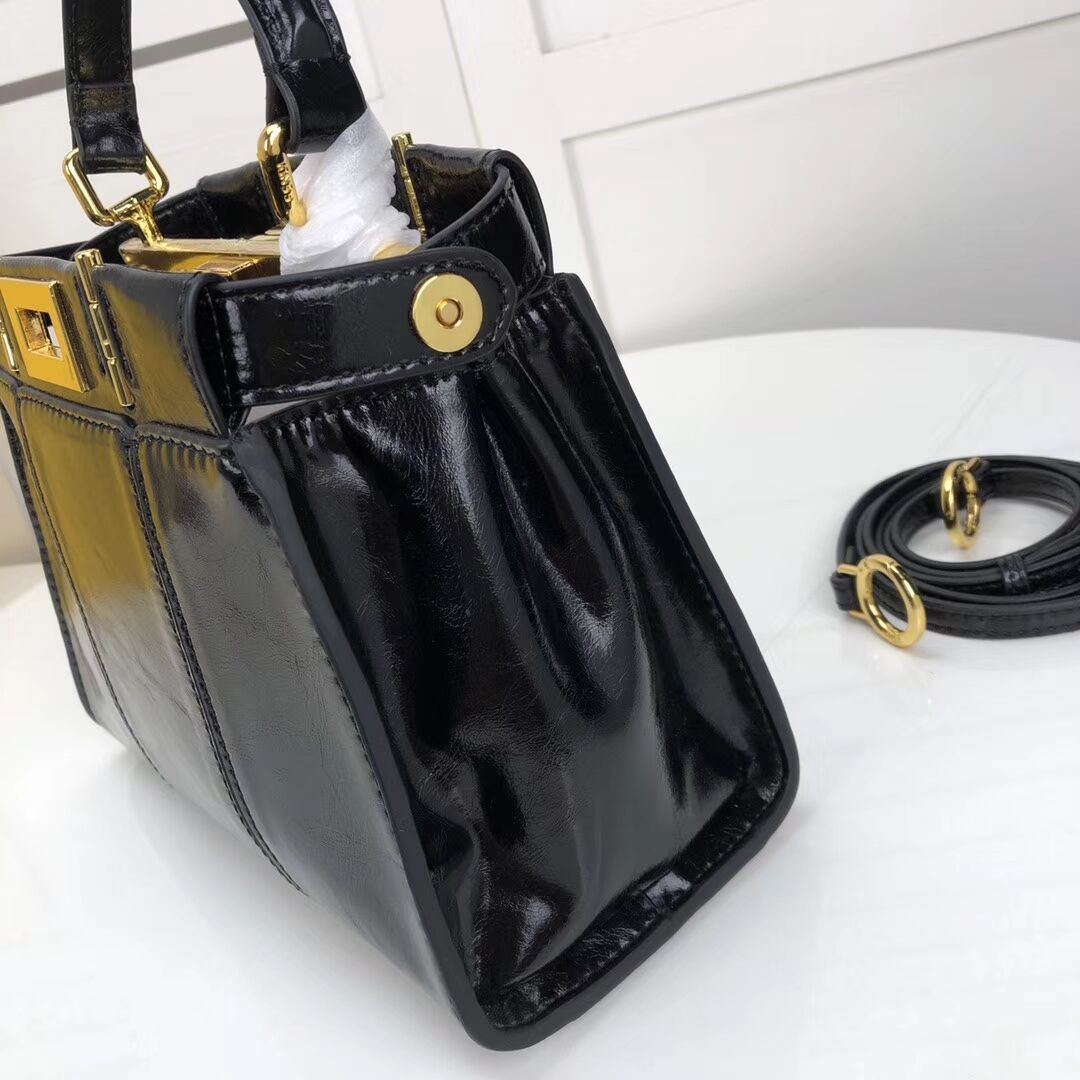 FENDI PEEKABOO ICONIC MINI Black leather bag 8BN244