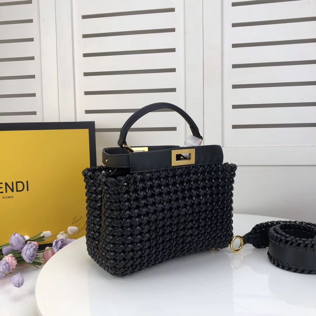 FENDI PEEKABOO ICONIC MINI leather bag 8BN244 black