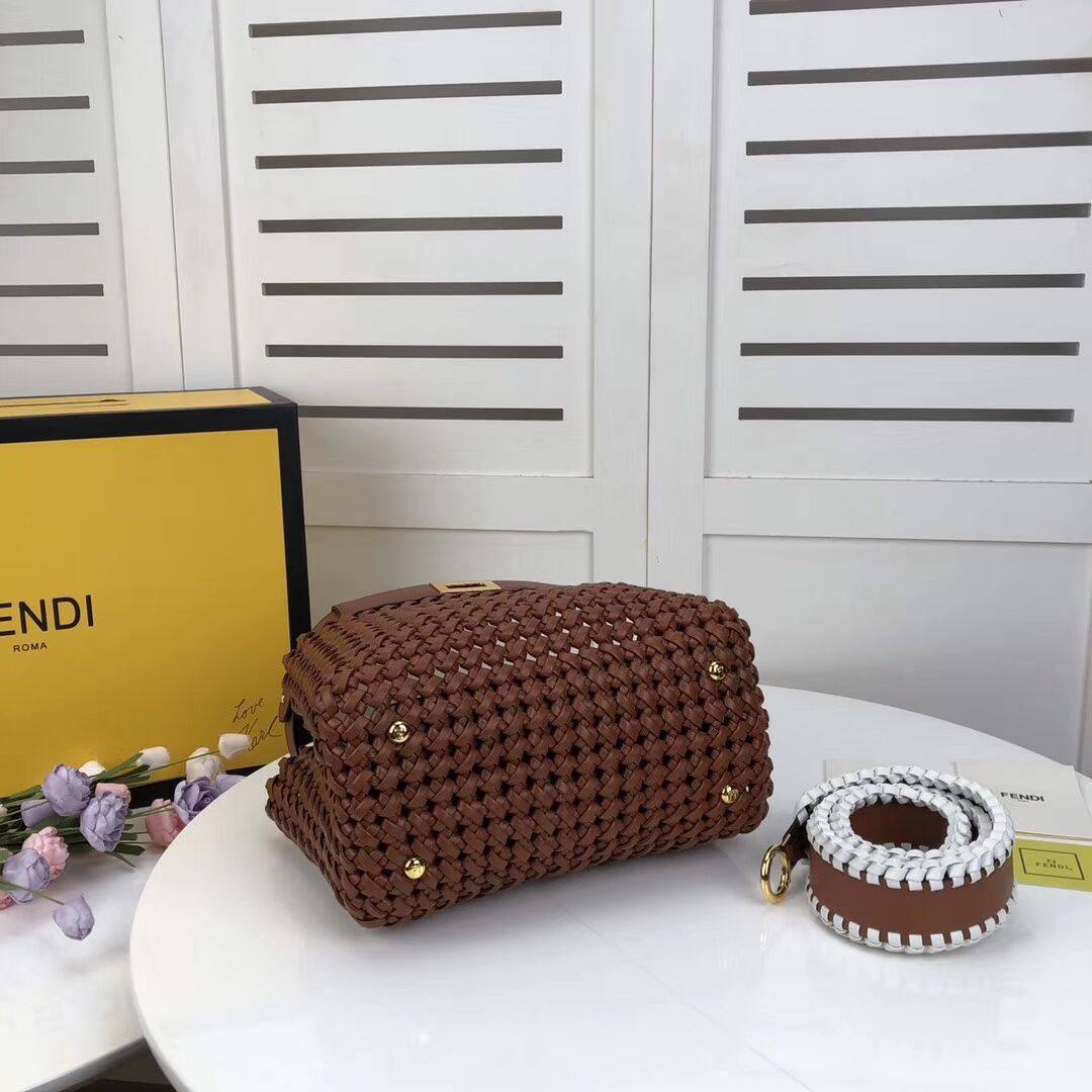 FENDI PEEKABOO ICONIC MINI leather bag 8BN244 brown