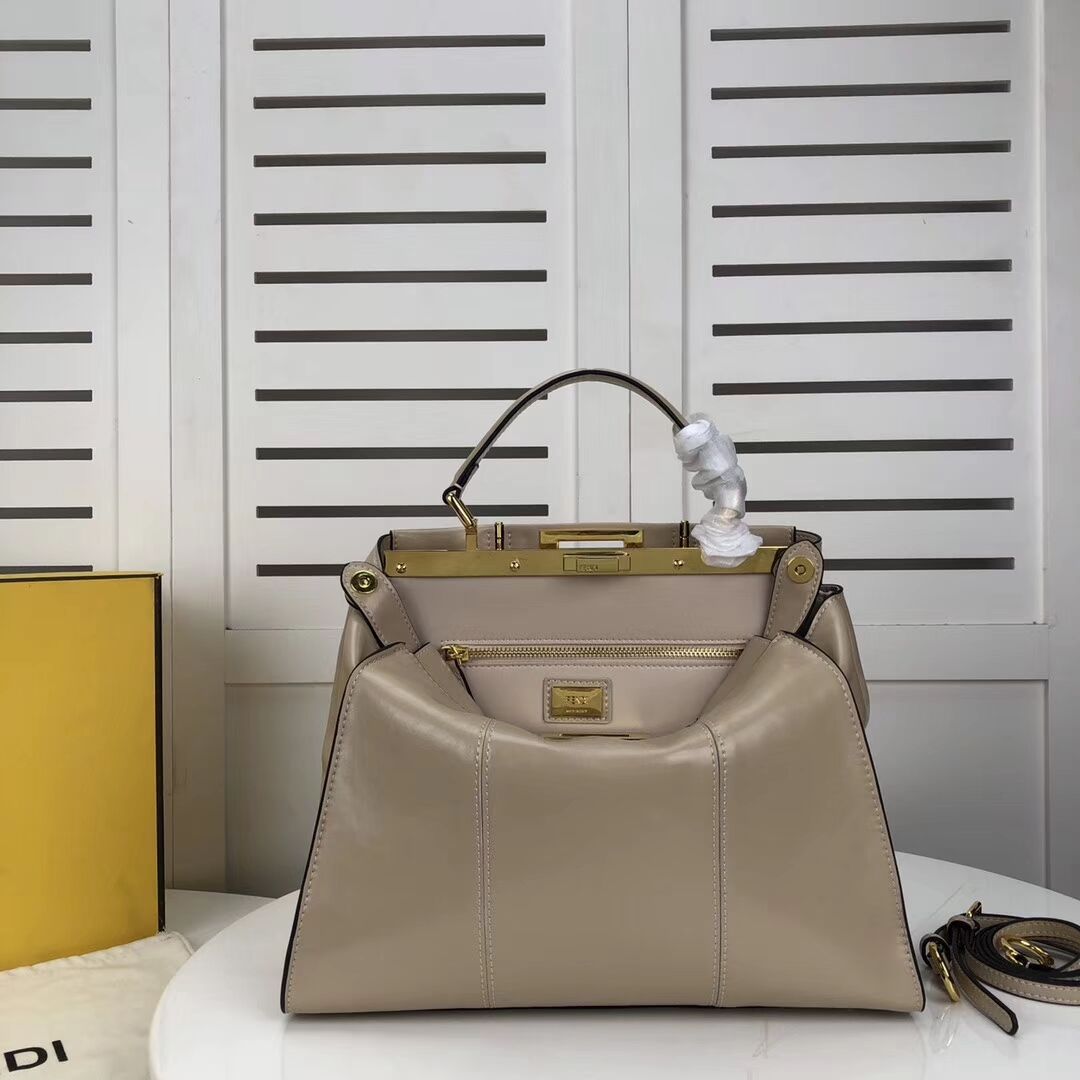 FENDI PEEKABOO ICONIC cream leather bag F0837