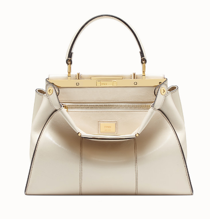 FENDI PEEKABOO ICONIC cream leather bag F0837