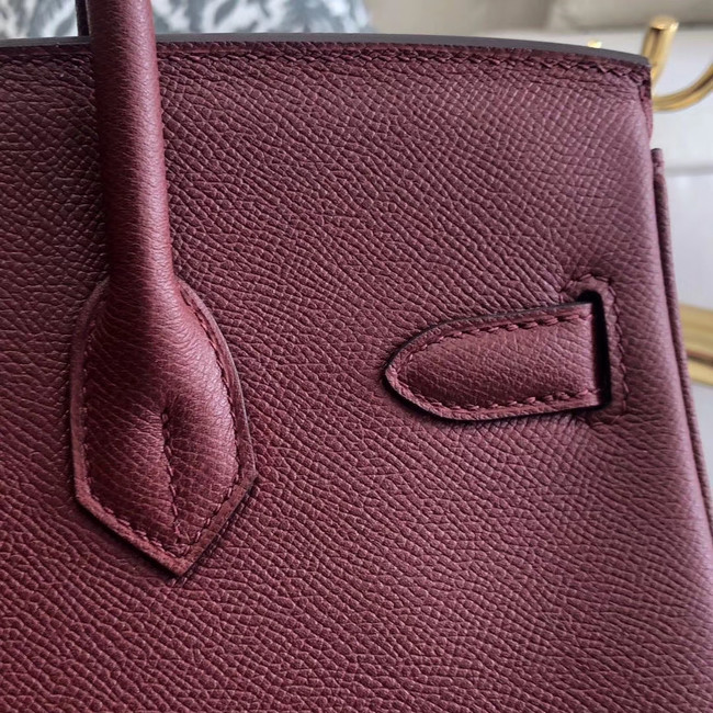 Hermes original Epsom Leather HB35O Burgundy&gold Metal