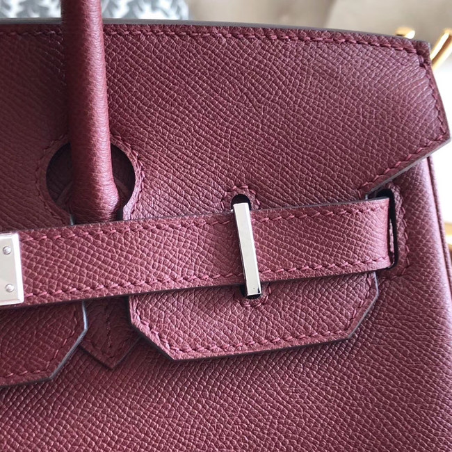 Hermes original Epsom Leather HB35O Burgundy&silver Metal