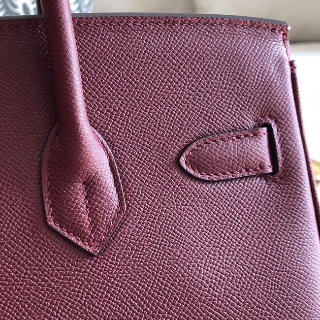 Hermes original Epsom Leather HB35O Burgundy&silver Metal