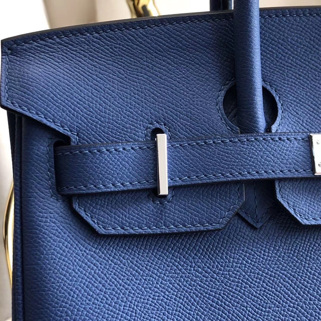 Hermes original Epsom Leather HB35O blue&silver Metal