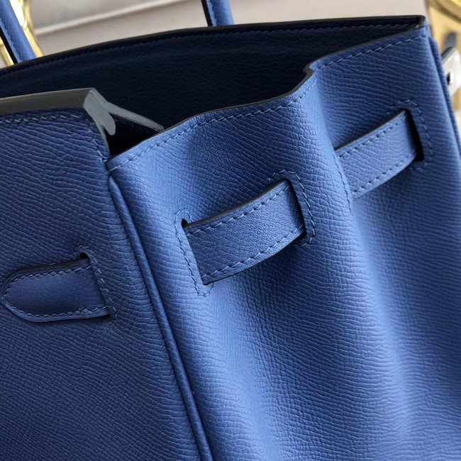 Hermes original Epsom Leather HB35O blue&silver Metal