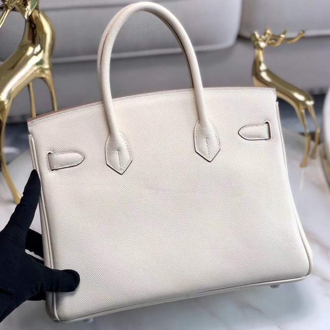 Hermes original Epsom Leather HB35O cream&silver Metal