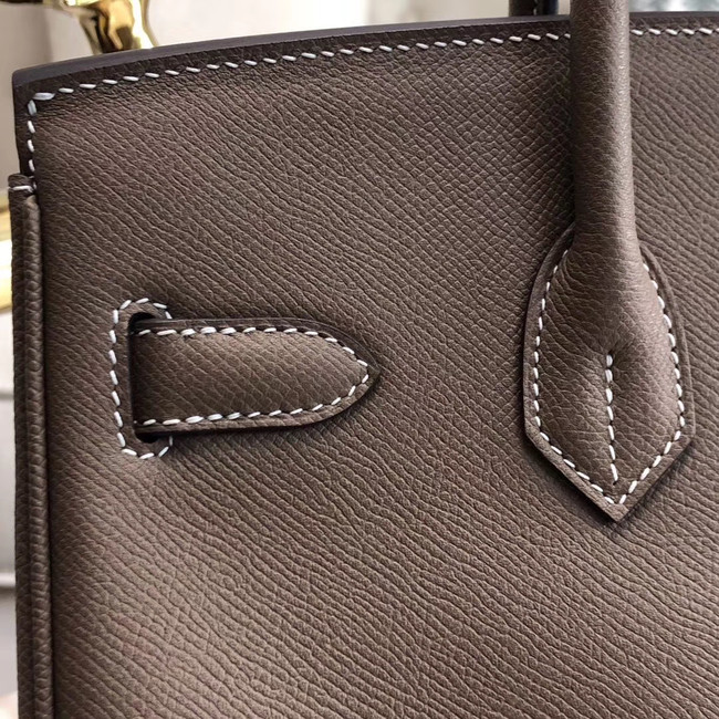 Hermes original Epsom Leather HB35O grey&silver Metal