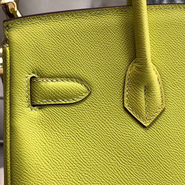 Hermes original Epsom Leather HB35O lemon&gold Metal