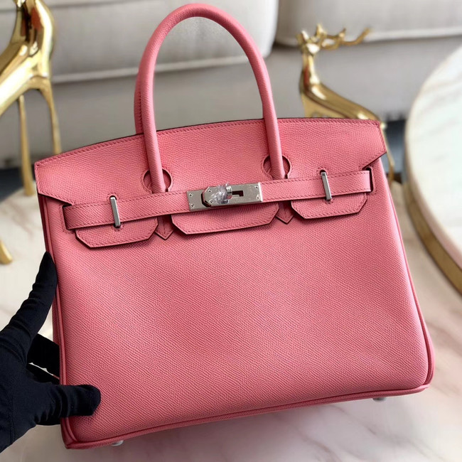 Hermes original Epsom Leather HB35O pink&silver Metal