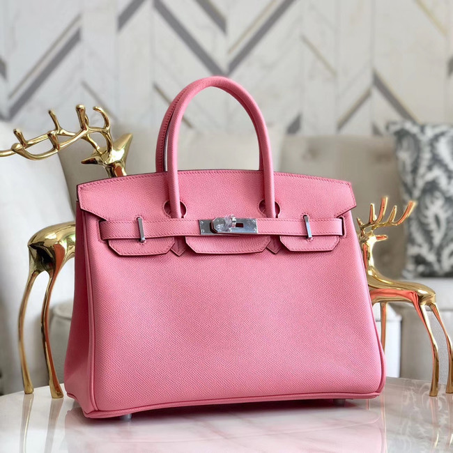 Hermes original Epsom Leather HB35O pink&silver Metal