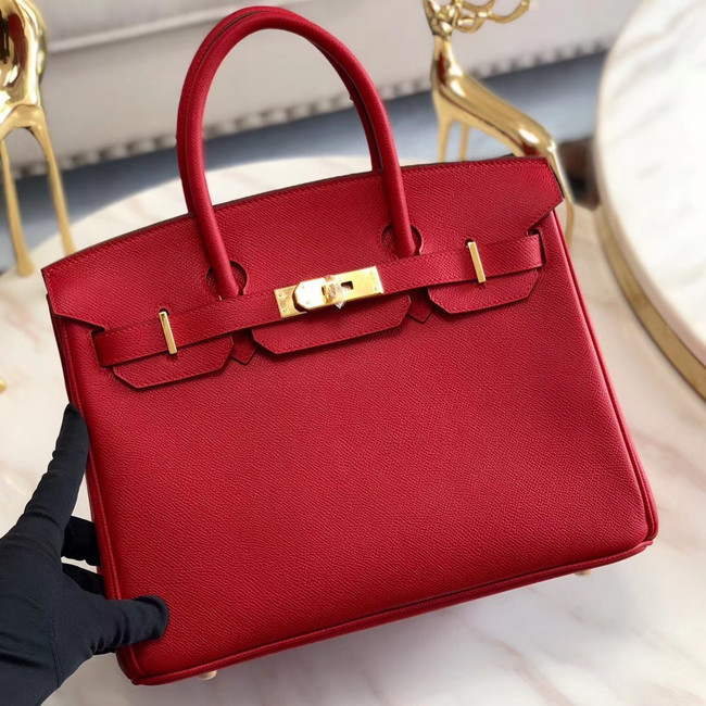 Hermes original Epsom Leather HB35O red&gold Metal