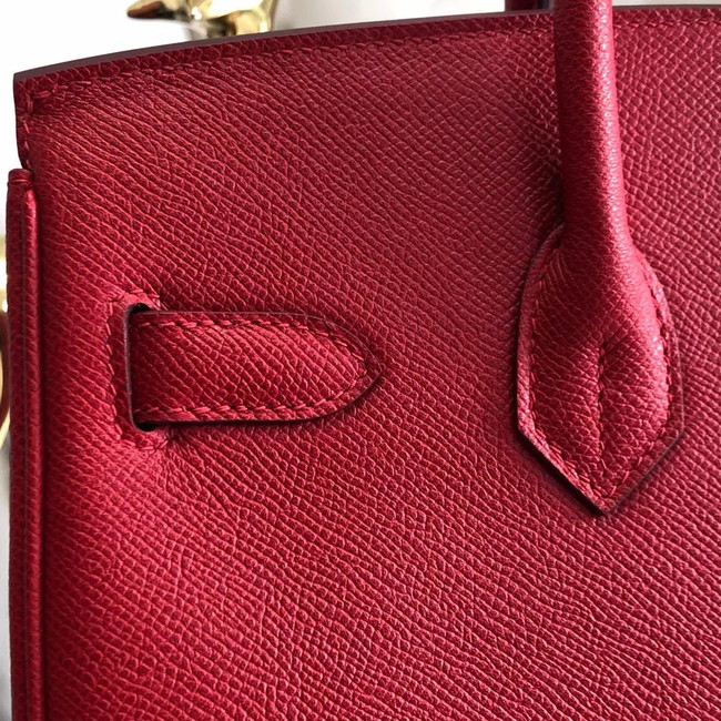 Hermes original Epsom Leather HB35O red&gold Metal