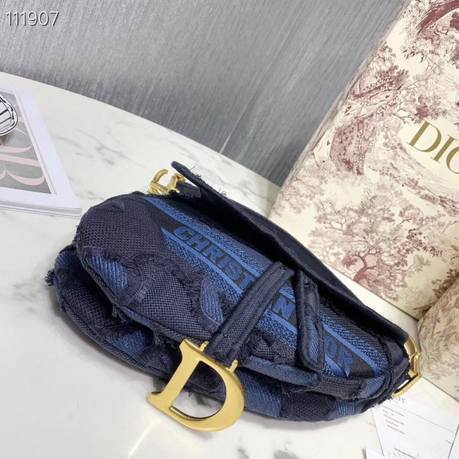 DIOR BLUE SADDLE CAMOUFLAGE POUCH M0446C