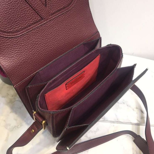 VALENTINO Origianl leather shoulder bag 0705 Burgundy