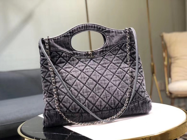 CHANEL Denim 31 Shopping bag AS1407 grey