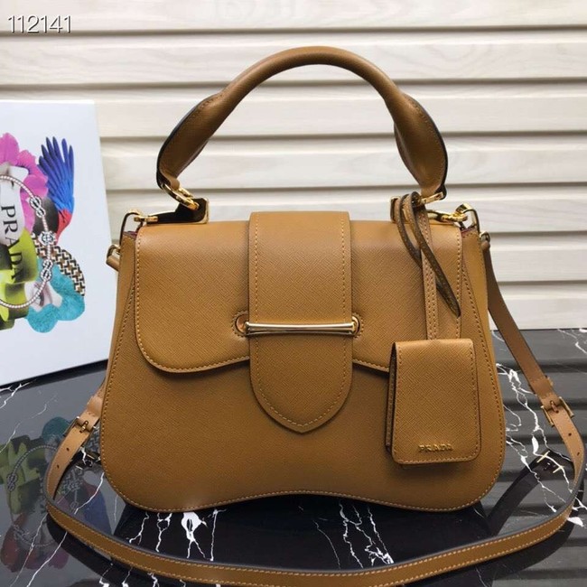 Prada Embleme Saffiano leather bag 1BN005 tan