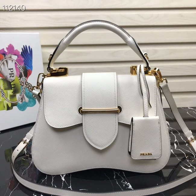 Prada Embleme Saffiano leather bag 1BN005 white