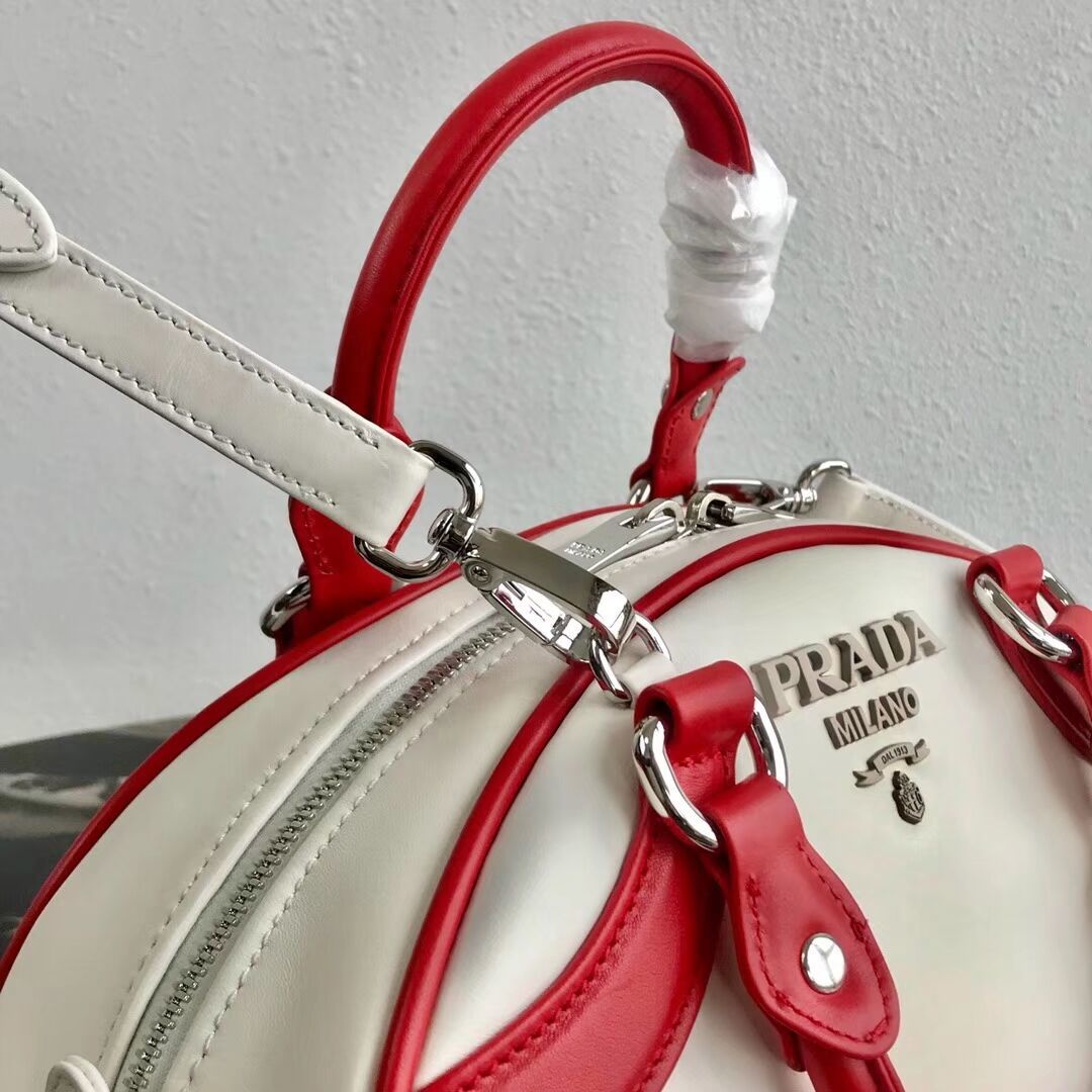 Prada Calf skin tote 1BD071 white&red