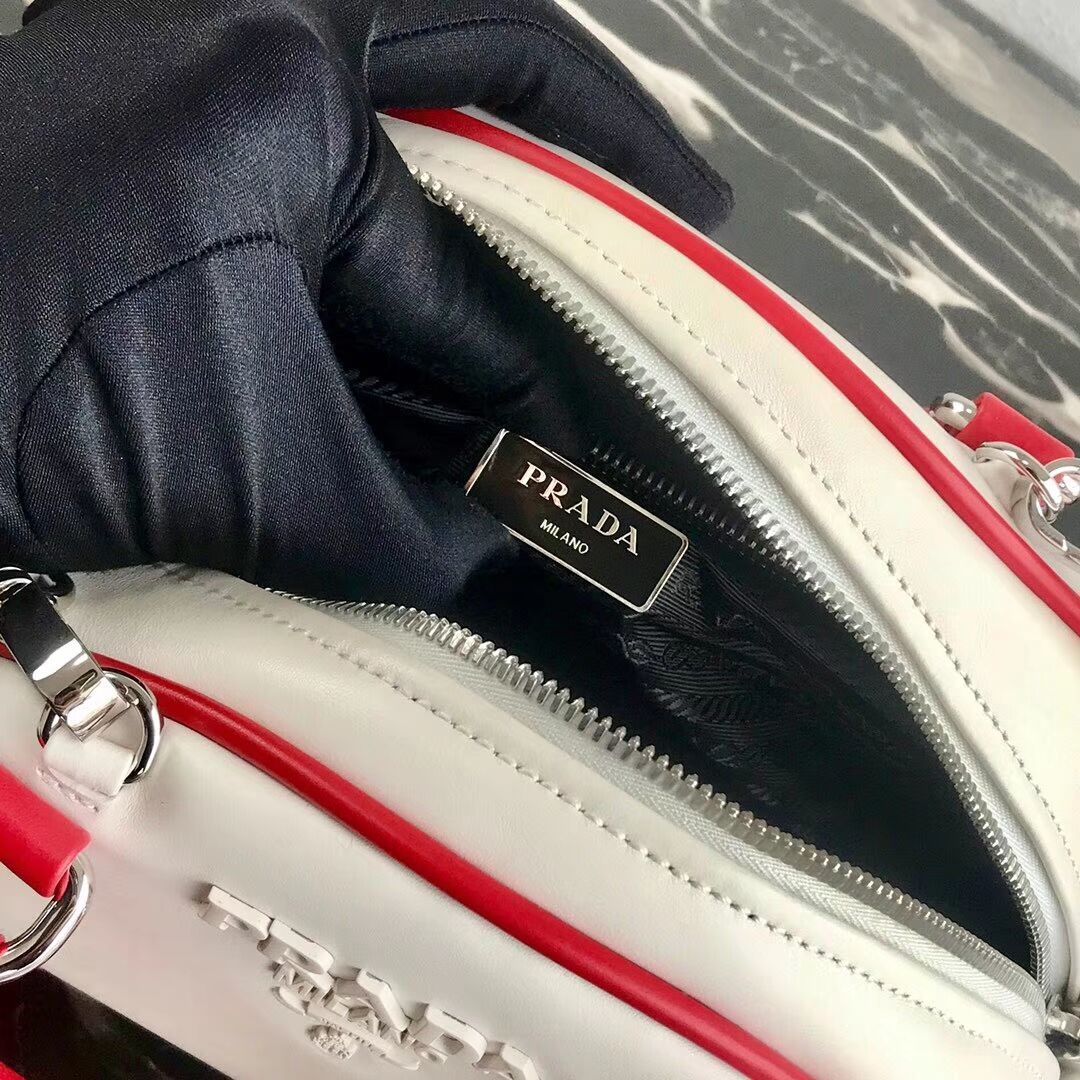 Prada Calf skin tote 1BD071 white&red