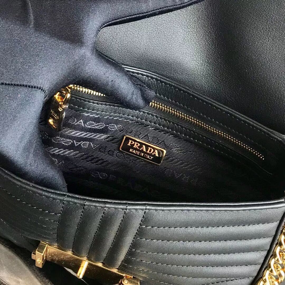 Prada Diagramme leather shoulder bag 1BD217 black