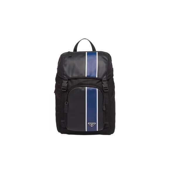 Prada Technical fabric and leather backpack 2VZ135 black&blue