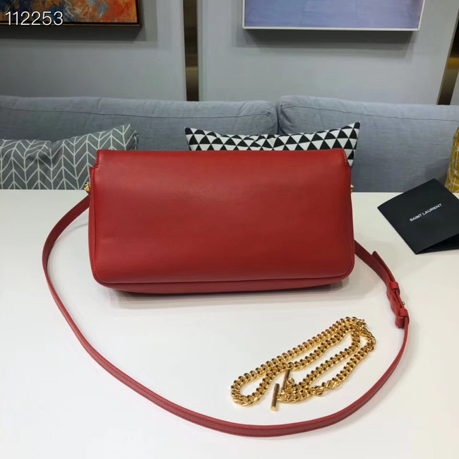 Yves Saint Laurent Calfskin Leather Shoulder Bag 604276 red