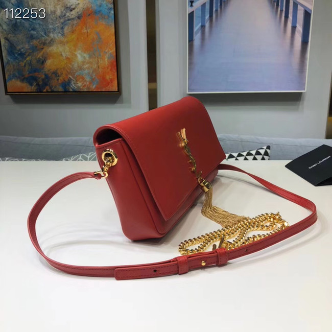 Yves Saint Laurent Calfskin Leather Shoulder Bag 604276 red