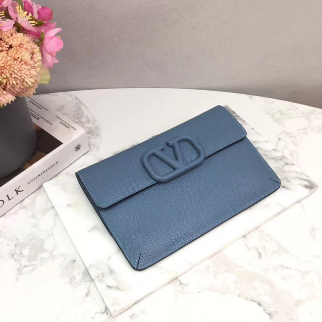 VALENTINO Origianl leather 065 Clutch bag blue