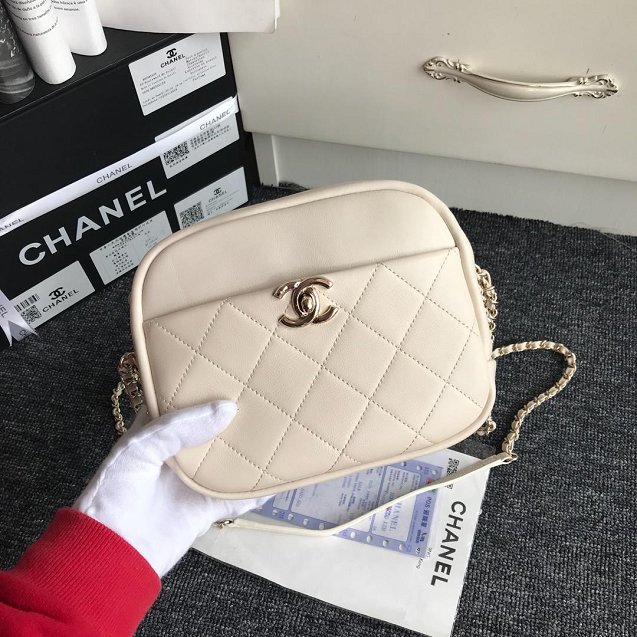 Chanel Original Calfskin Leather Camera Case AS0137 White