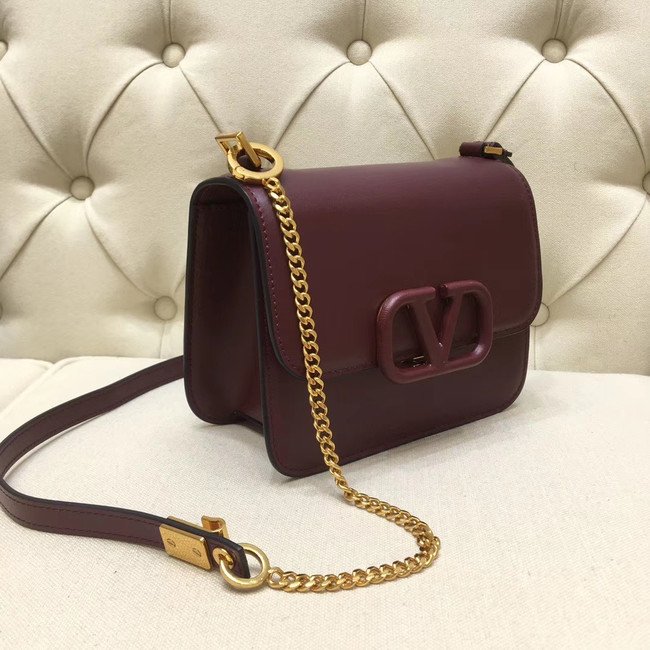 VALENTINO VLOCK Origianl leather shoulder bag 0906 Burgundy