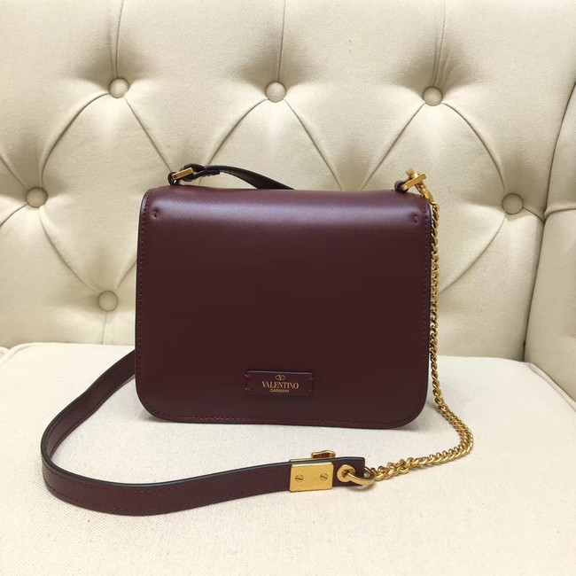 VALENTINO VLOCK Origianl leather shoulder bag 0906 Burgundy