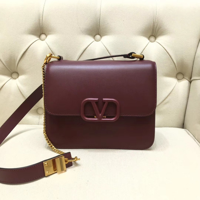 VALENTINO VLOCK Origianl leather shoulder bag 0908 Burgundy