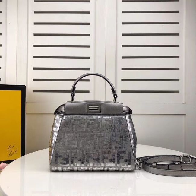 FENDI PEEKABOO ICONIC leather bag F0335 Silver