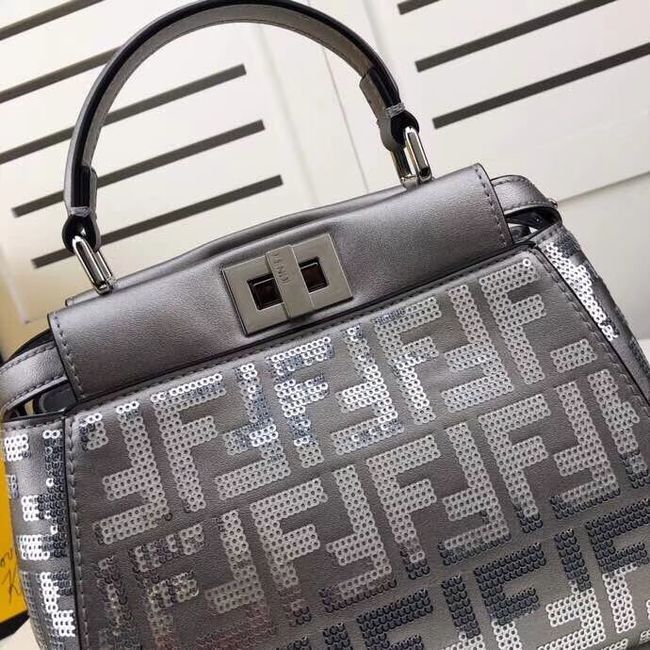 FENDI PEEKABOO ICONIC leather bag F0335 Silver