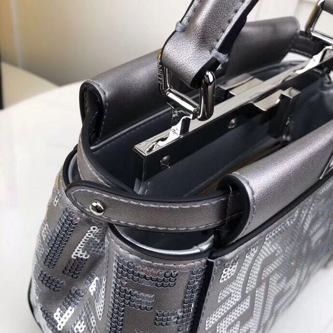 FENDI PEEKABOO ICONIC leather bag F0335 Silver