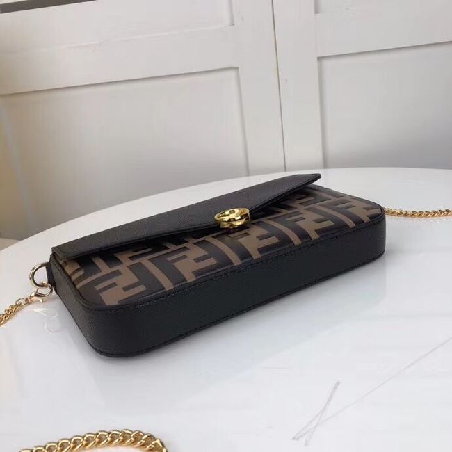 Fendi WALLET ON CHAIN WITH POUCHES leather mini-bag F0005 black&brown