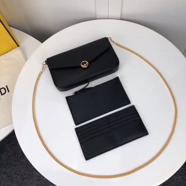 Fendi WALLET ON CHAIN WITH POUCHES leather mini-bag F0005 black