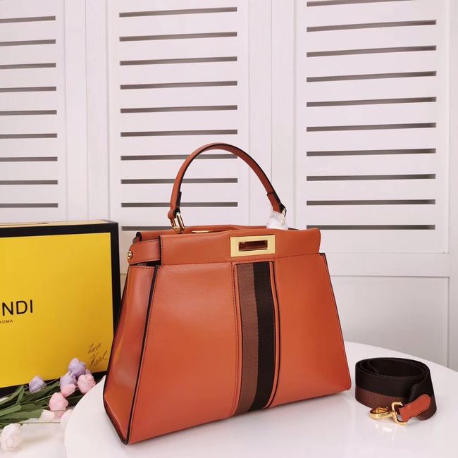 FENDI PEEKABOO ICONIC leather bag F0826 orange