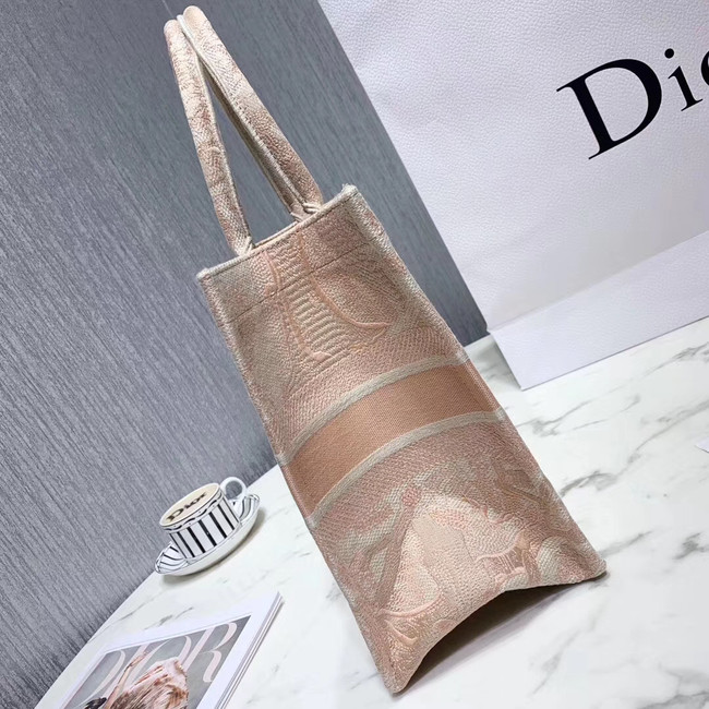 DIOR BOOK TOTE BAG IN EMBROIDERED CANVAS C1287 Beige