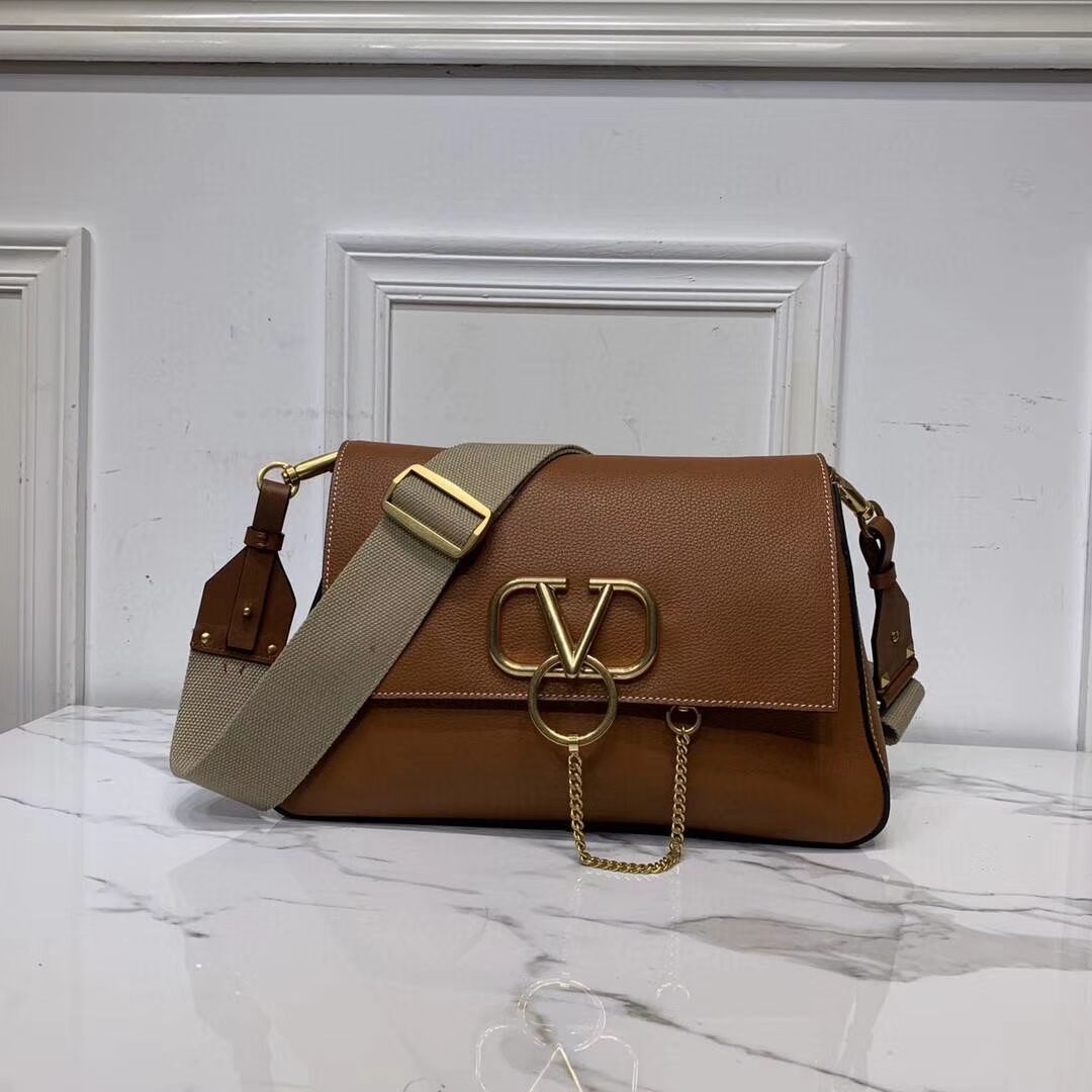 VALENTINO Origianl leather shoulder bag V0888 brown