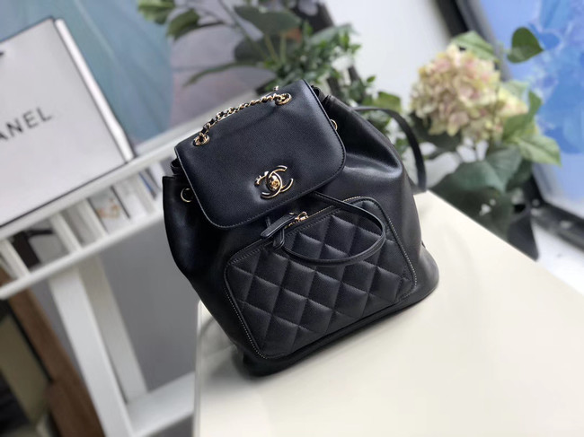 Chanel backpack Grained Calfskin & Gold-Tone Metal A57571 black