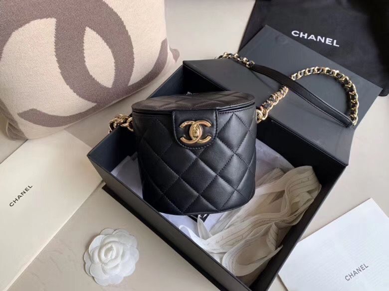 Chanel Original Leather Cosmetic Bag Resin Chain Bag C63298 Black