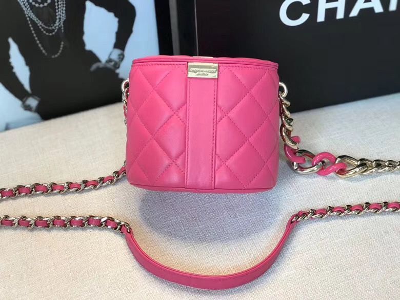 Chanel Original Leather Cosmetic Bag Resin Chain Bag C63298 Rose