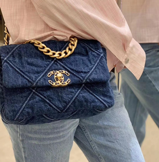 CHANEL Denim 19 Flap Bag AS1160 blue