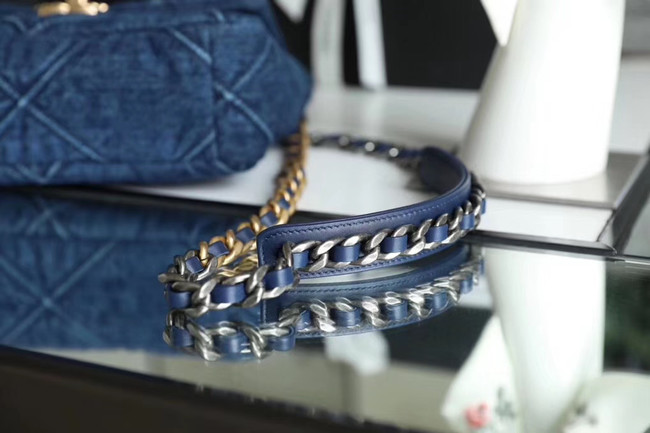 CHANEL Denim 19 Flap Bag AS1160 blue