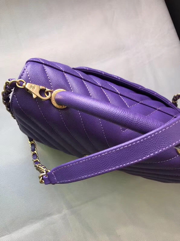 Chanel Flap Bag with Top Handle A92991 purple