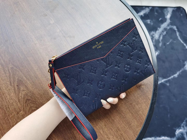 Louis Vuitton Original Monogram Empreinte Clutch bag MELANIE M68705 Navy blue