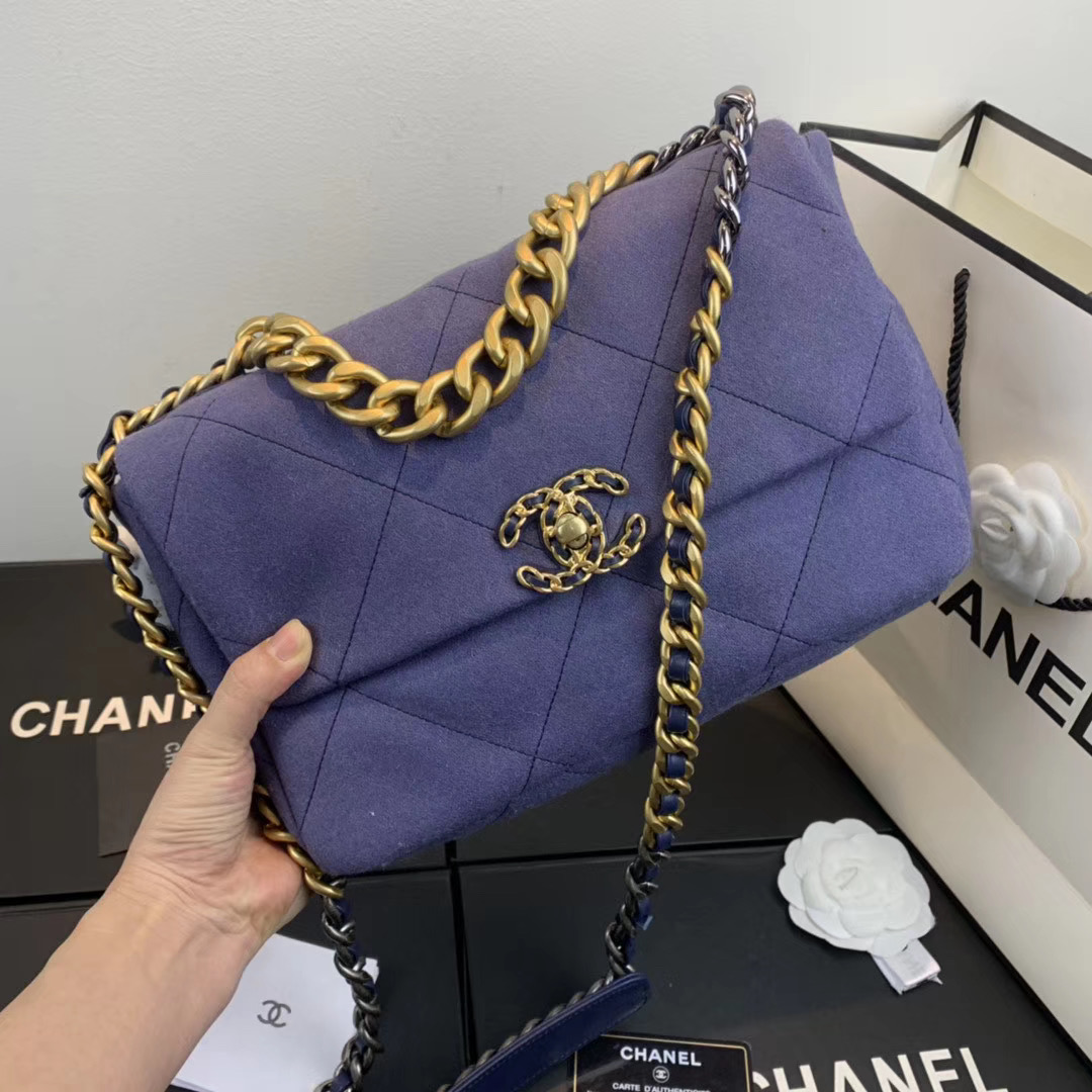 CHANEL 19 Flap Bag AS1160 AS1161 purple